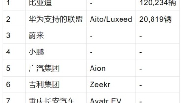 小米汽车跻身中国电动汽车市场新贵榜第八位