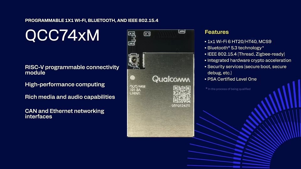 Figure: Qualcomm announced the QCC74xM, the first programmable connectivity module with RISC-V architecture