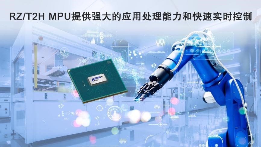 Figure: The Renesas RZ T2H MPU provides powerful application processing power and fast real-time control