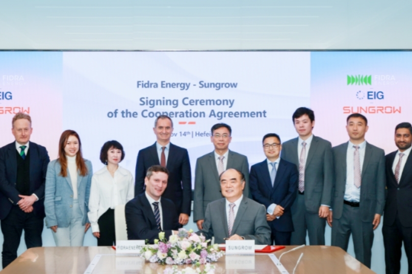 图：光储龙头阳光电源与英国储能公司Fidra Energy签署合作协议（图源：财新网）