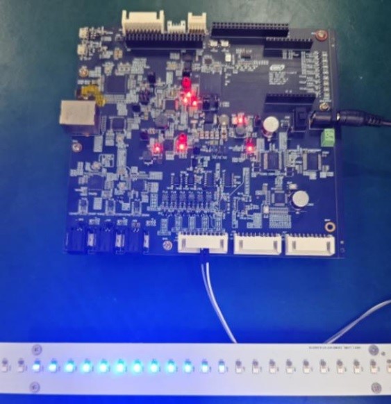 Figure: WPG WPI's display board of WPG's automotive ambient lighting solution based on NXP and Lextar Electronics