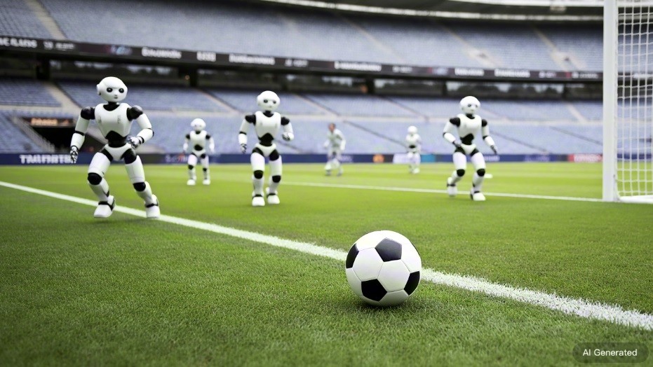 Picture: The final of the RoBoLeague World Robot Football League is about to start